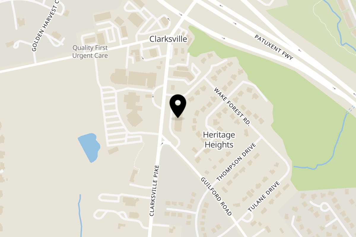 Map showing the location of Mimi's Kabob Clarksville on 12345 Wake Forest Road in Clarksville